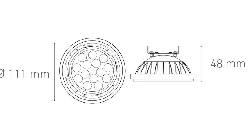 AR111 LED G53 14W 100-140V ATENUABLE 24° 4000K (CRI 80) - Imagen 2
